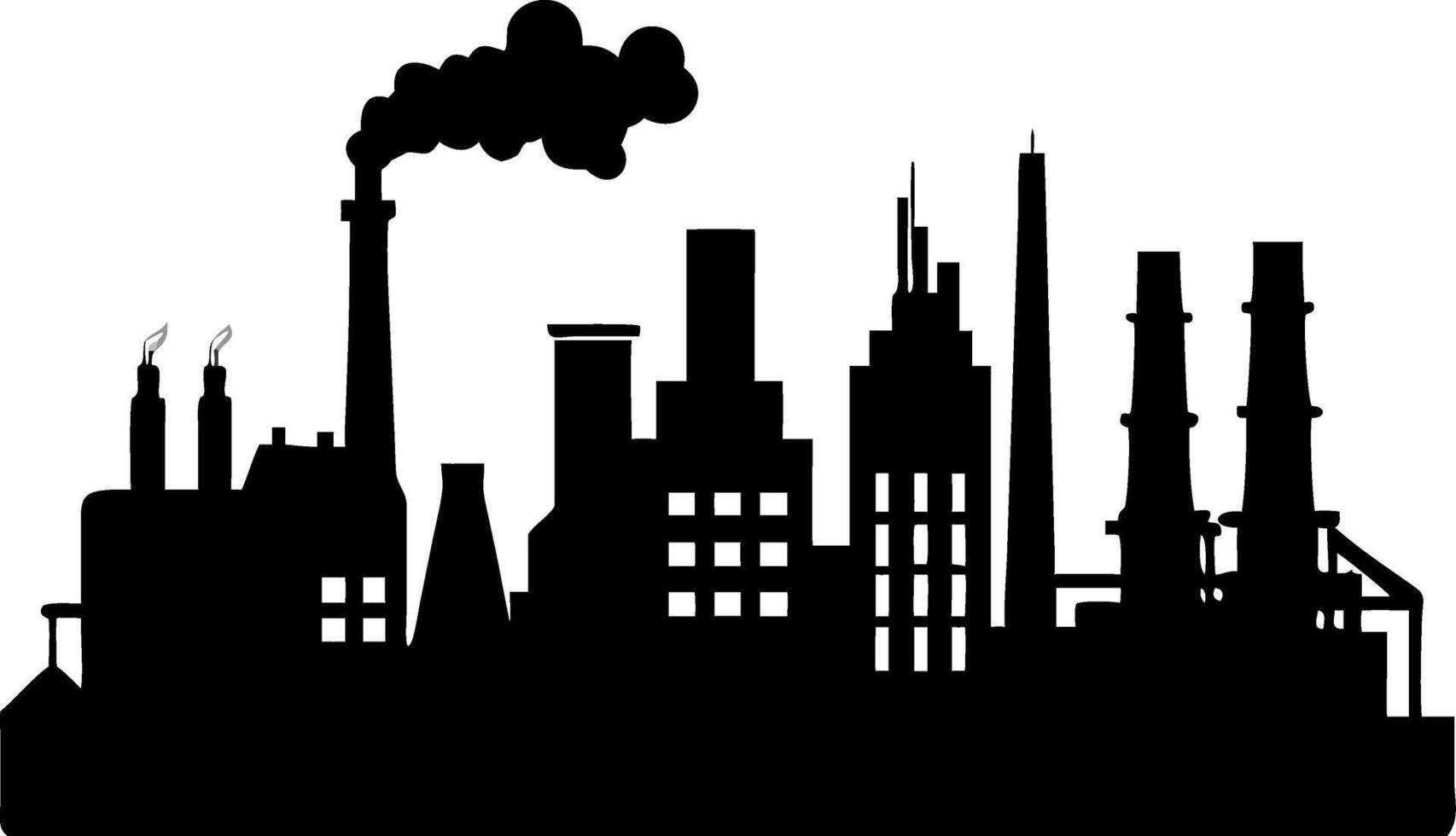 Industrial Factory Skyline Silhouette for Illustrations and Designs vector