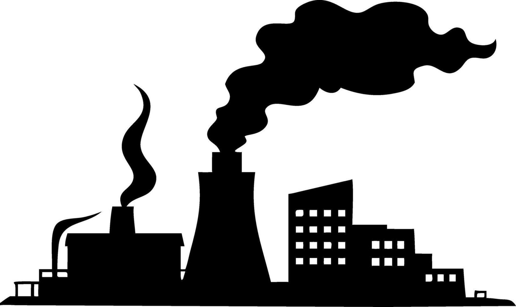 Industrial Factory Silhouette with Smokestacks Illustration for Environmental Design vector