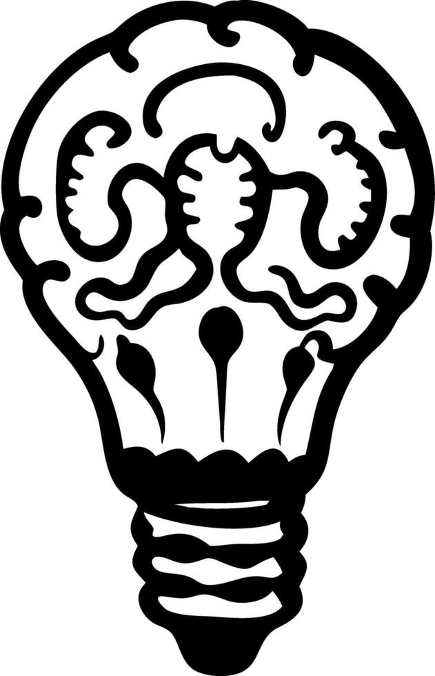 Intricate Brain Light Bulb Illustration for Creativity and Learning Concepts vector