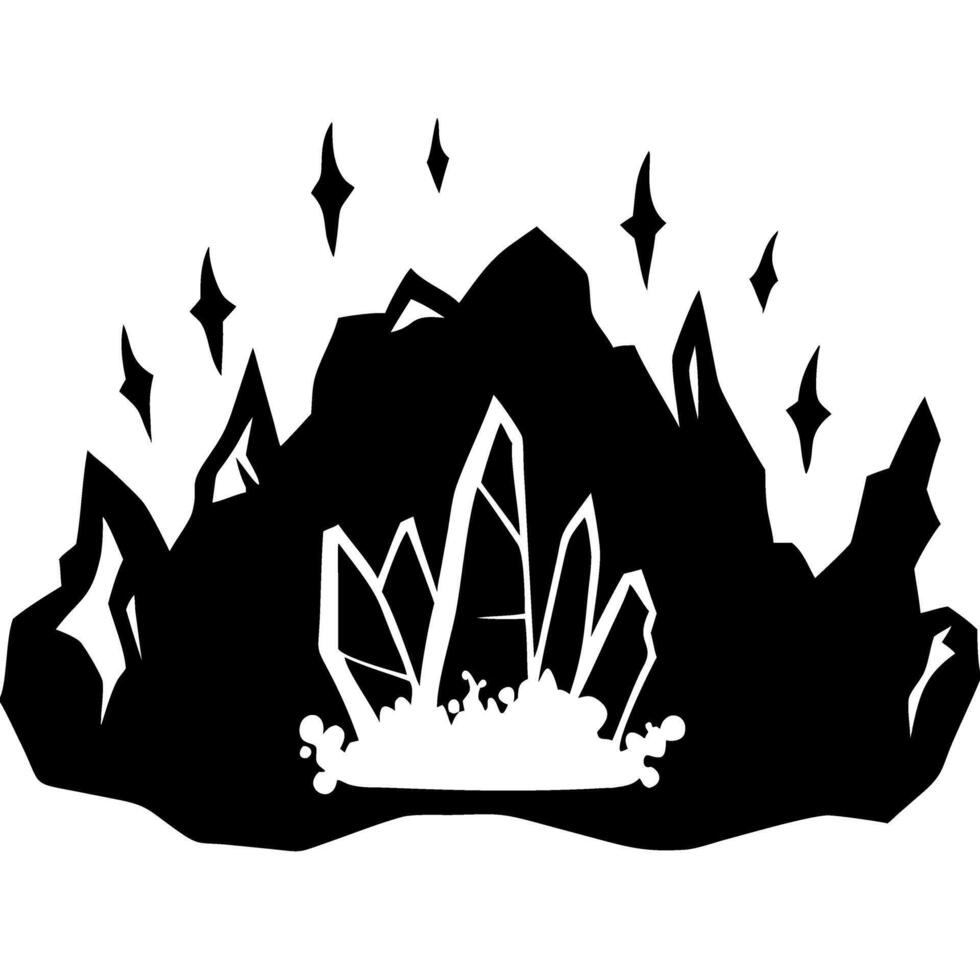 Intricate Crystal Cave Silhouette for Art and Design Projects vector