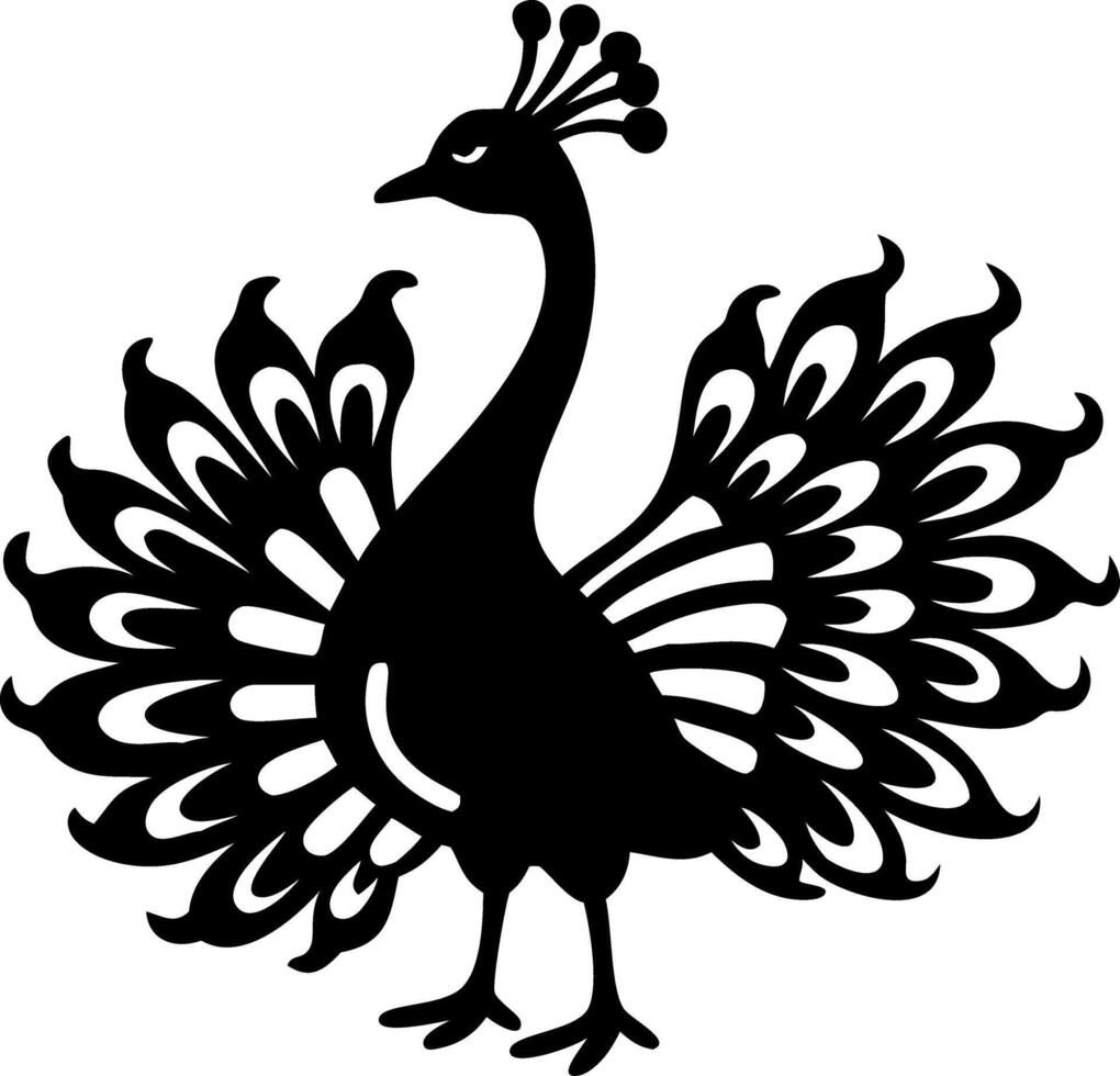 Intricate Peacock Silhouette Art for Tattoos and Decor Design Use vector