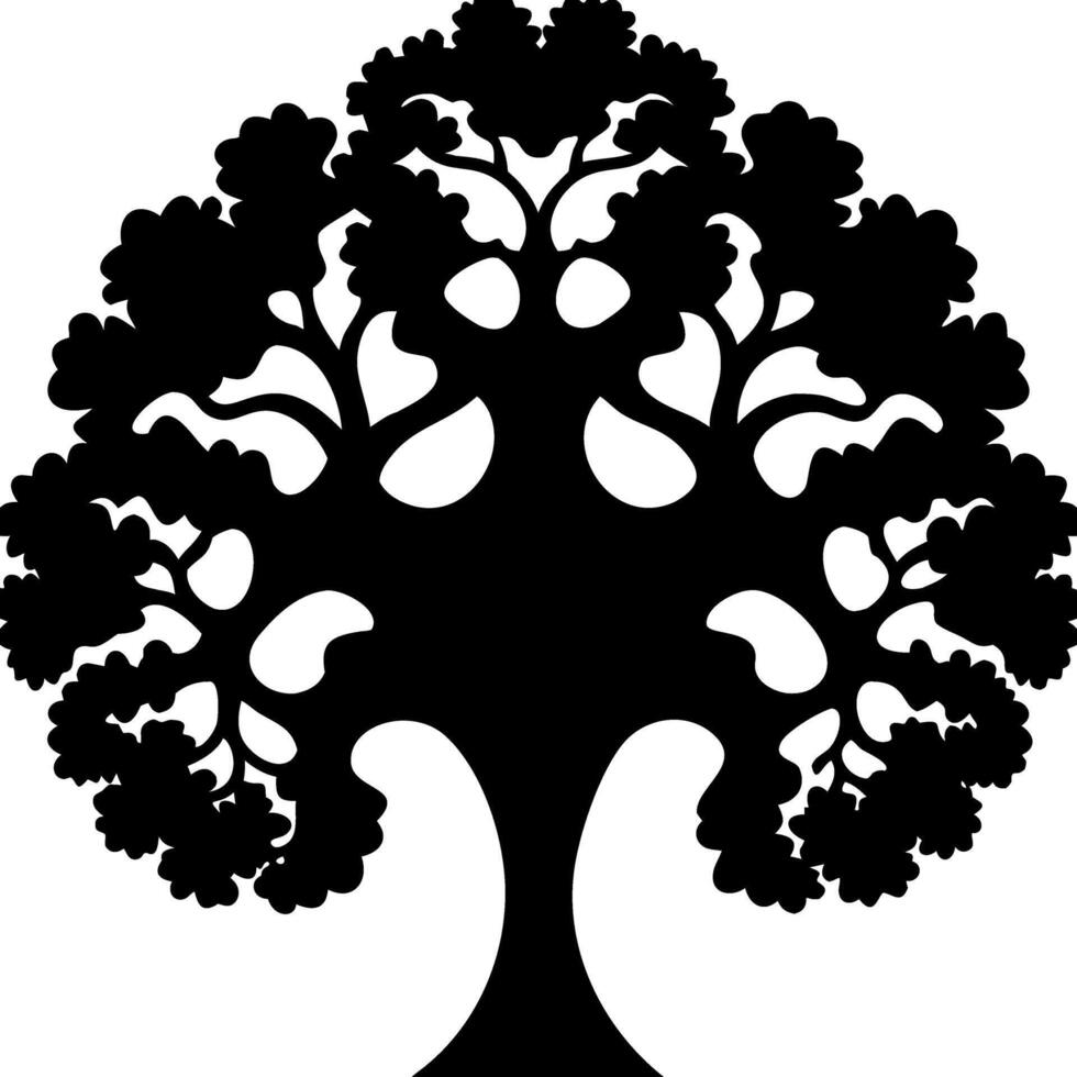 Intricate Silhouette Tree for Tattoos and Art Design Projects vector