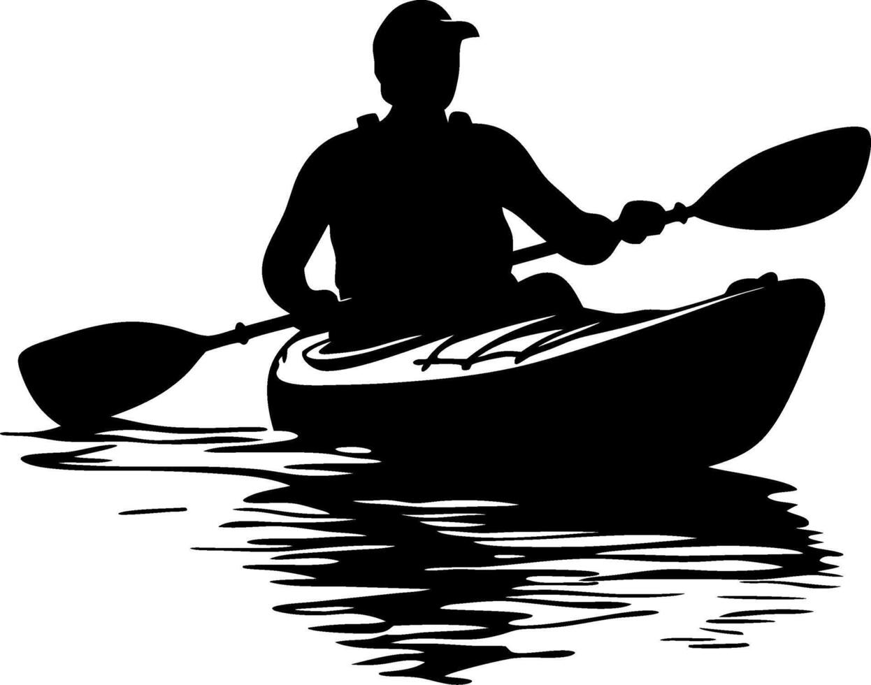 Kayaker Silhouette Paddling on Water Art for Adventure Fanatics vector