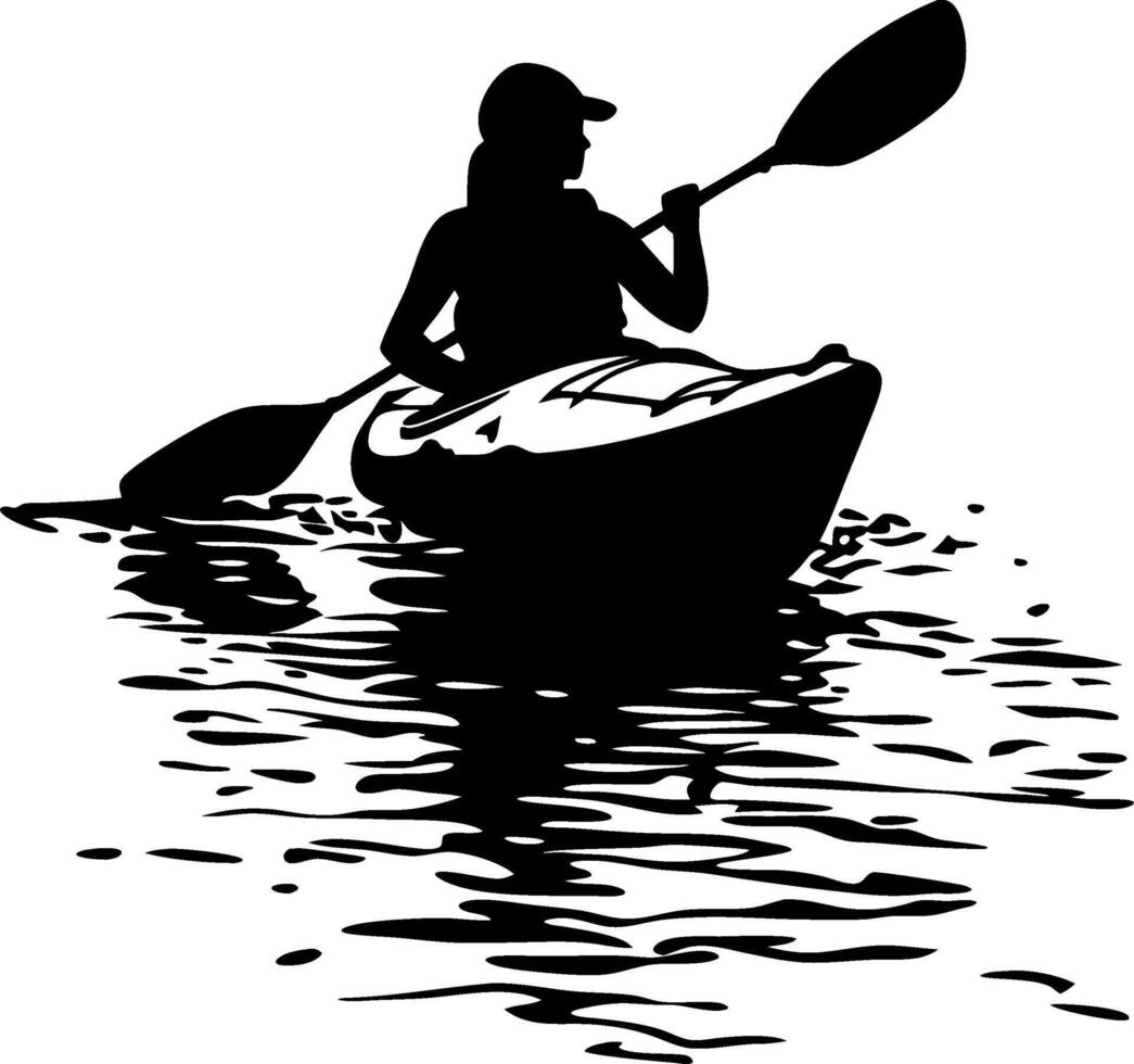 Kayaking Adventure Silhouette on Calm Water Reflective Art vector