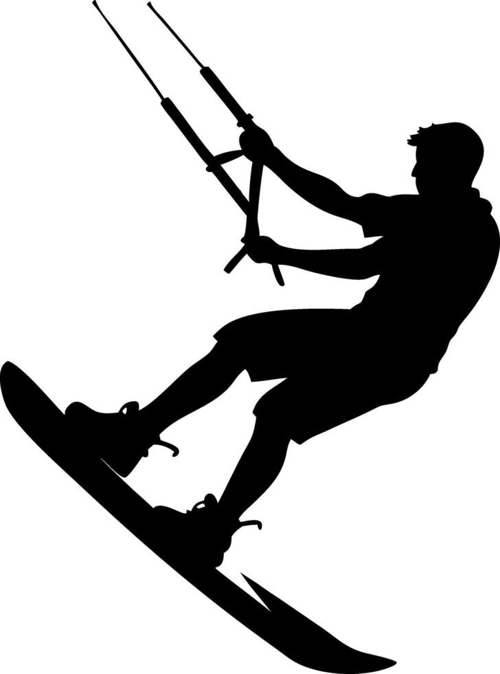 Kitesurfer Silhouette Dynamic Action Water Sport Illustration vector