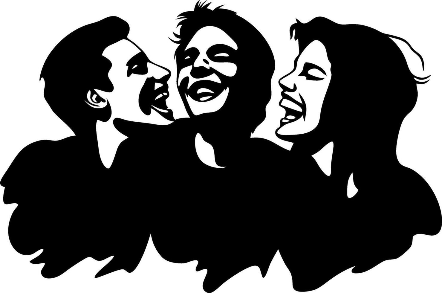 Laughter Trio Silhouette Art for Logo Design and Wall Decor vector