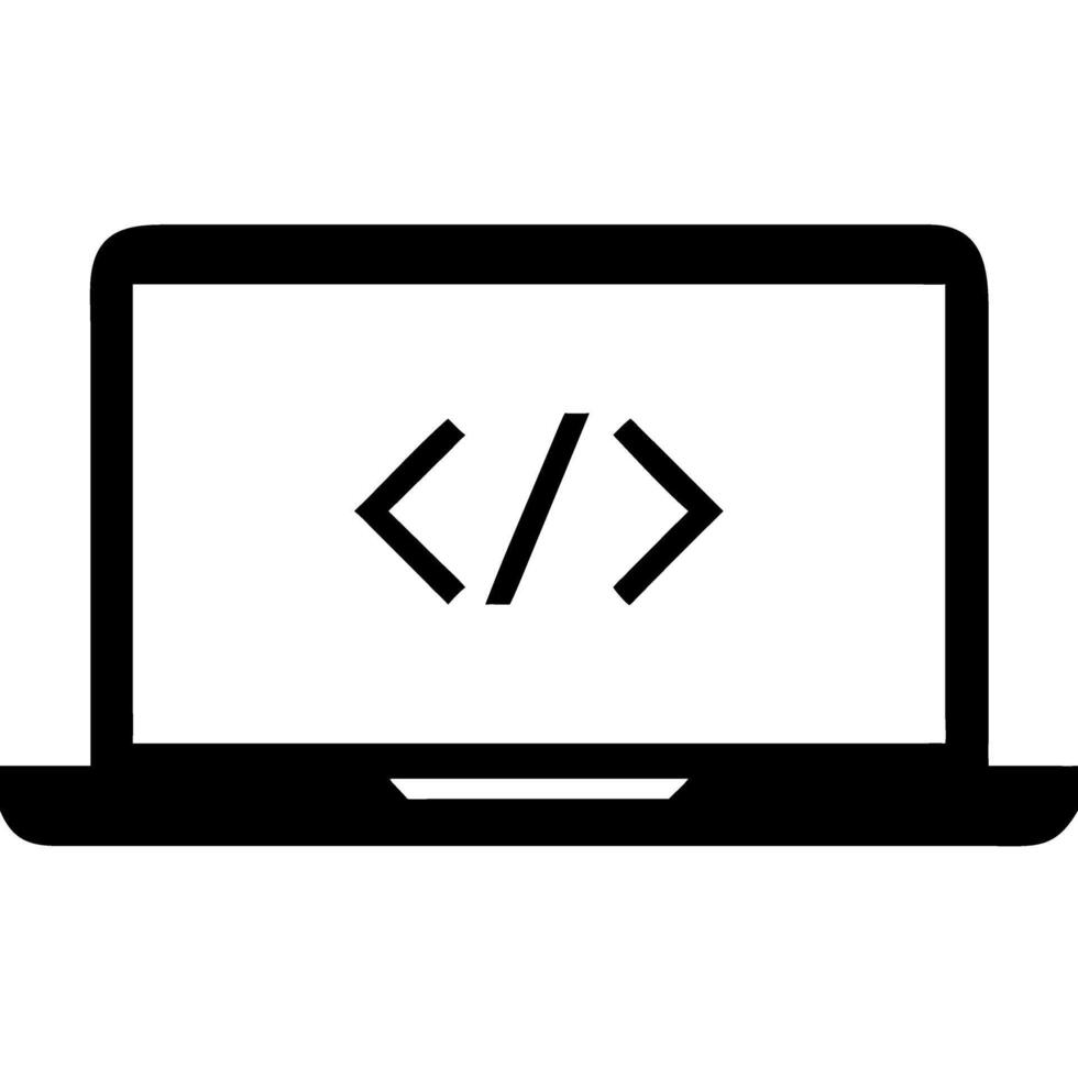 Laptop with Coding Symbols for Technology and Programming Design Projects vector