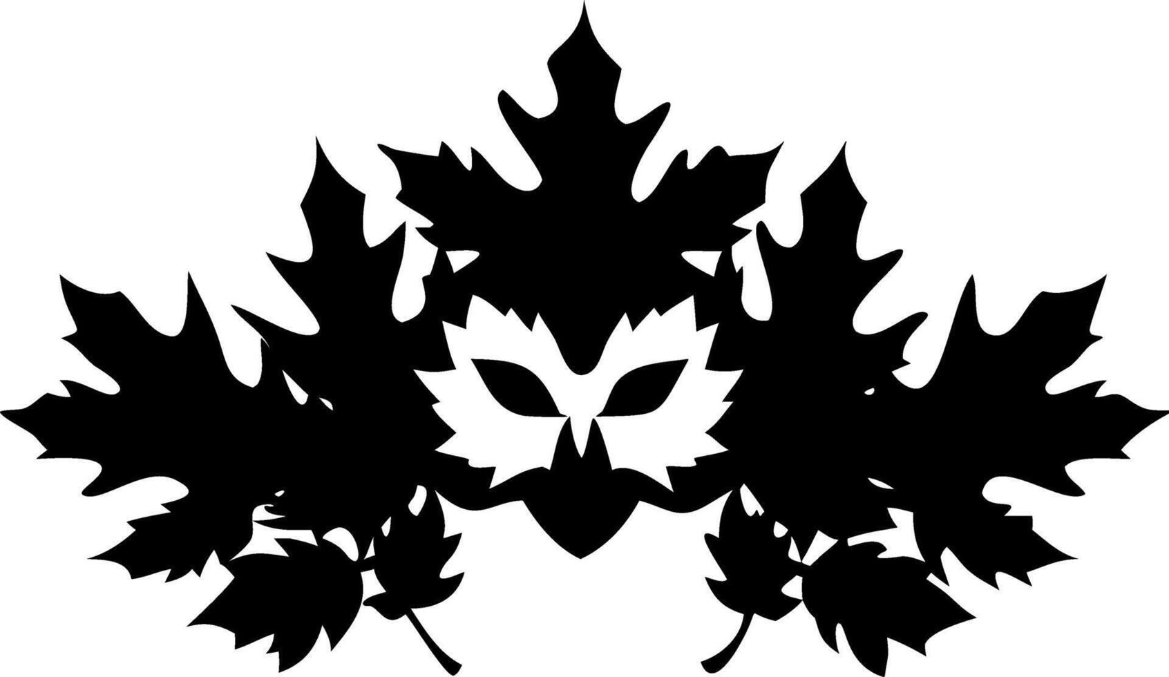 Leafy Mask Silhouette Illustration for Tattoo and Graphic Design vector
