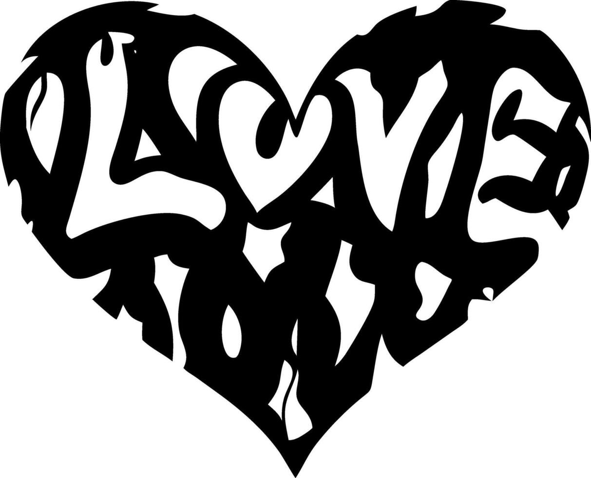 Love Typography Heart Shape Design for Tattoos and Art Projects vector