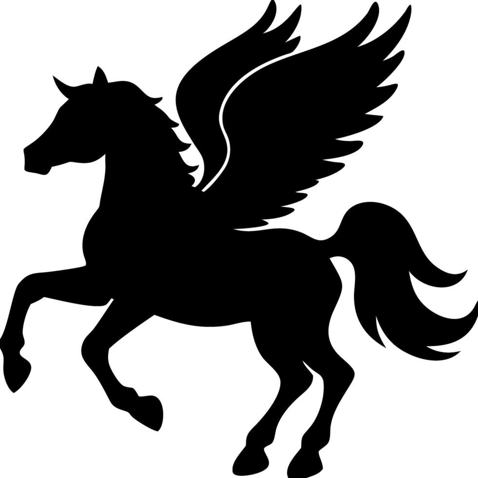 Majestic Black Pegasus Silhouette Illustration for Fantasy Designs vector