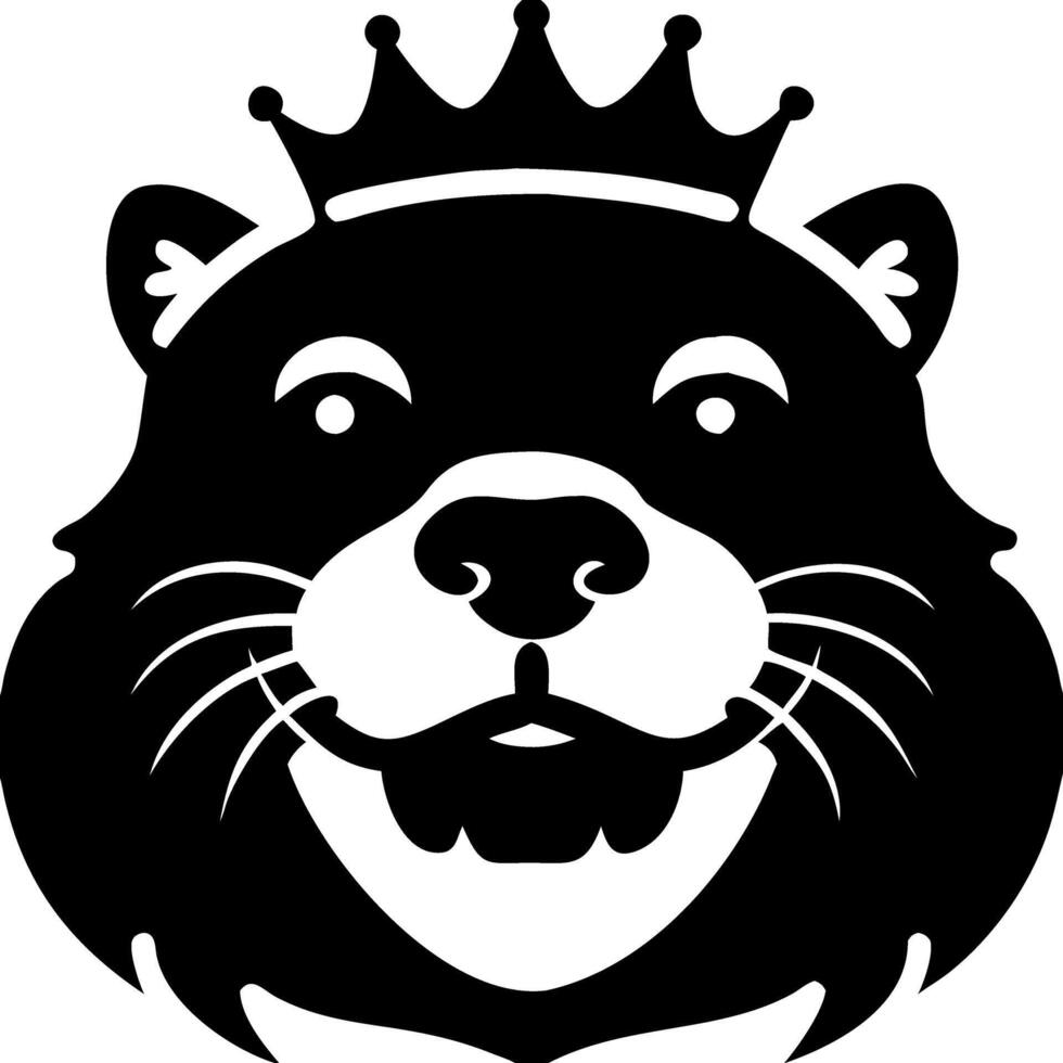 Majestic Crowned Otter Head Illustration for Tattoos and Graphic Design vector
