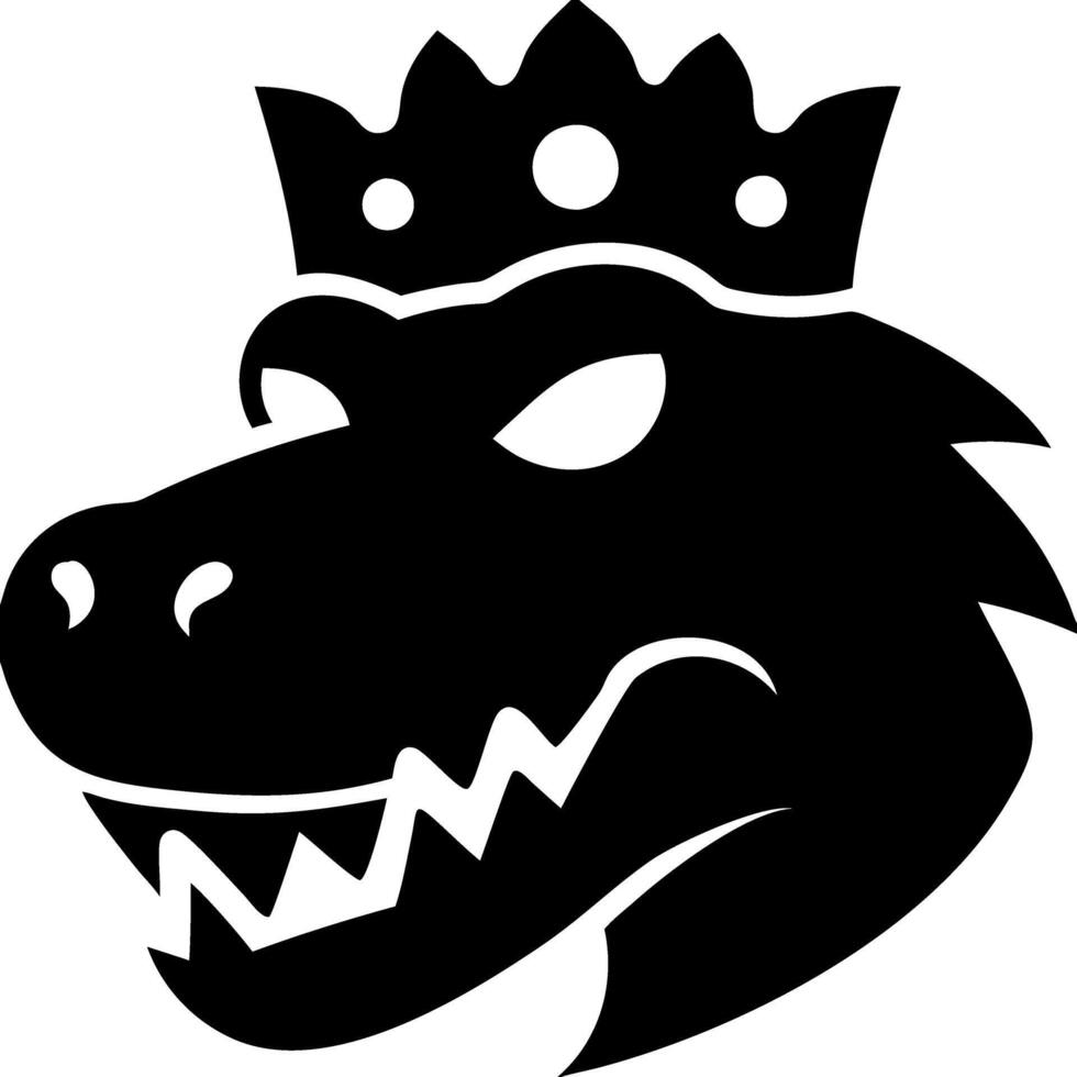 Majestic Dragon Head Silhouette with Crown for Tattoo and Design vector