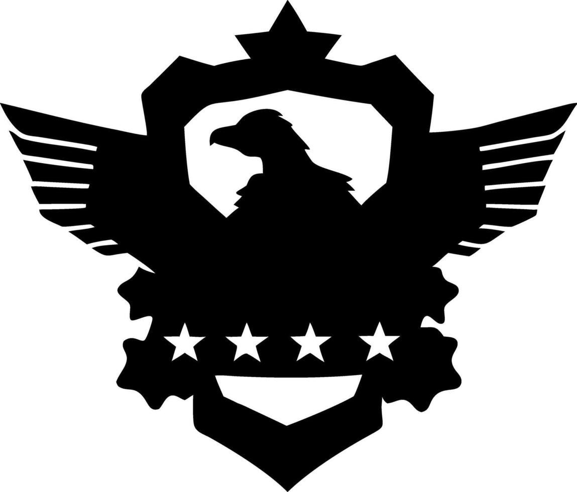 Majestic Eagle Emblem Silhouette with Stars Perfect for Military Design and Tattoo Art vector