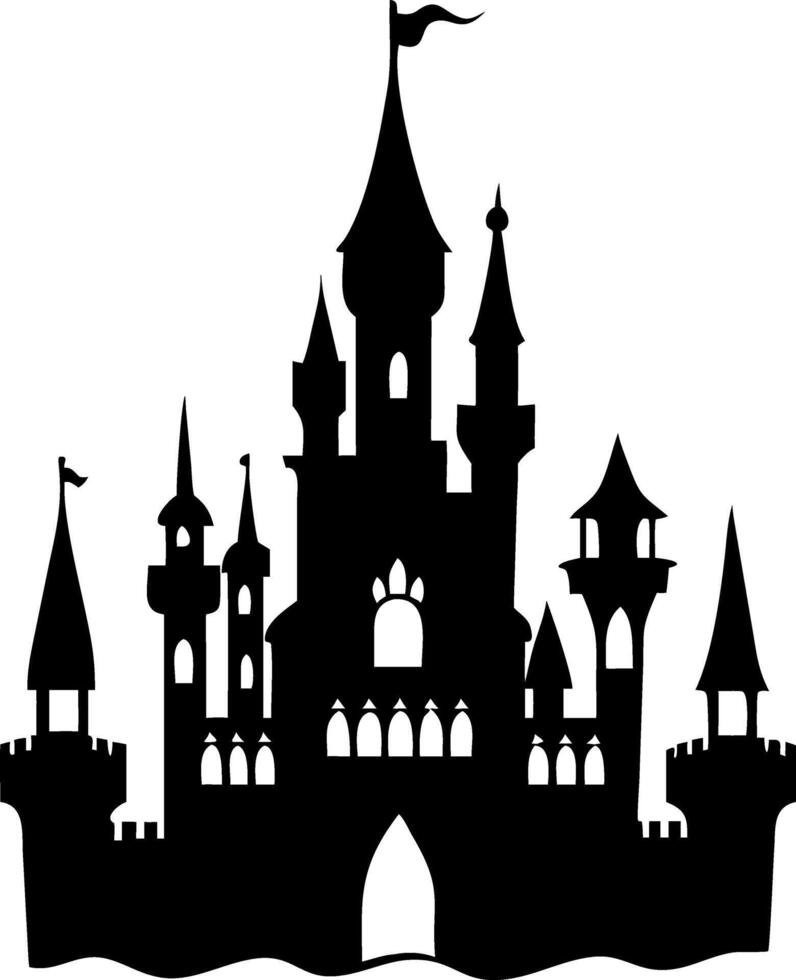Majestic Fantasy Castle Silhouette for Creative Designs and Coloring vector