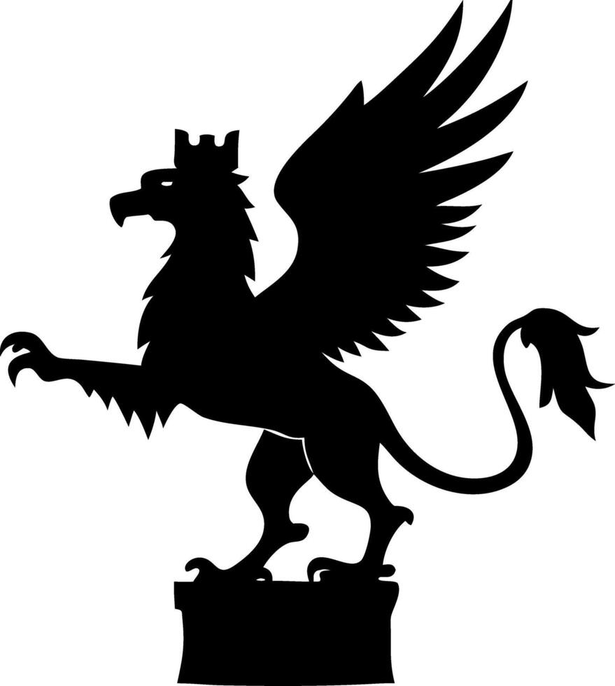 Majestic Griffin Silhouette Fantasy Mythical Creature Illustration vector