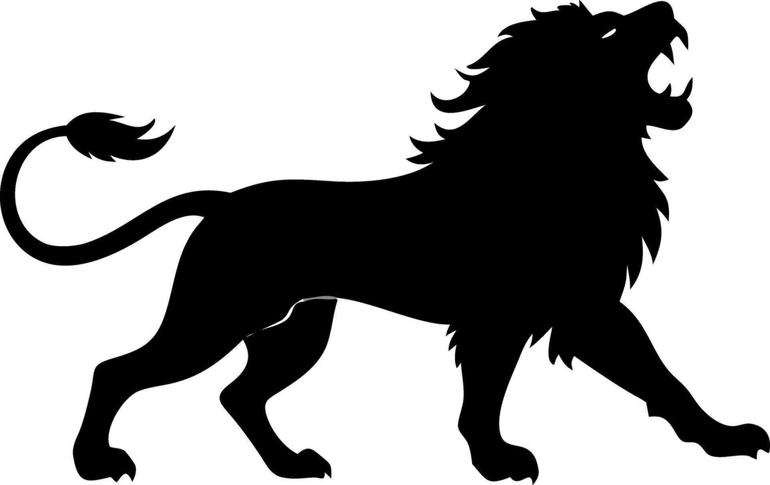Majestic Lion Silhouette Roaring Illustration for Tattoos and Print Design vector