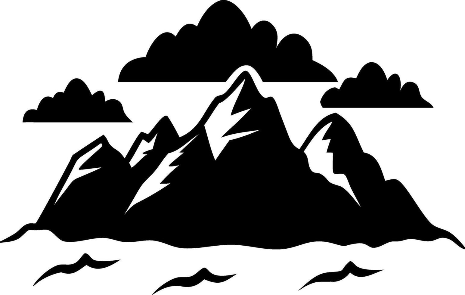 Majestic Mountain Silhouette with Clouds for Creative Design vector