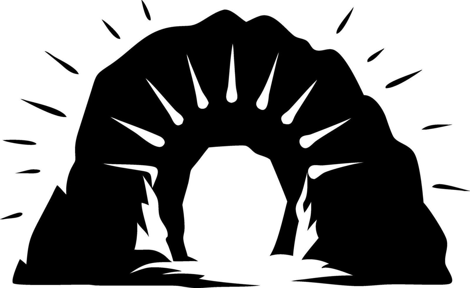 Majestic Mountain Silhouette with Sunburst Ideal for Tattoos and Wall Art vector