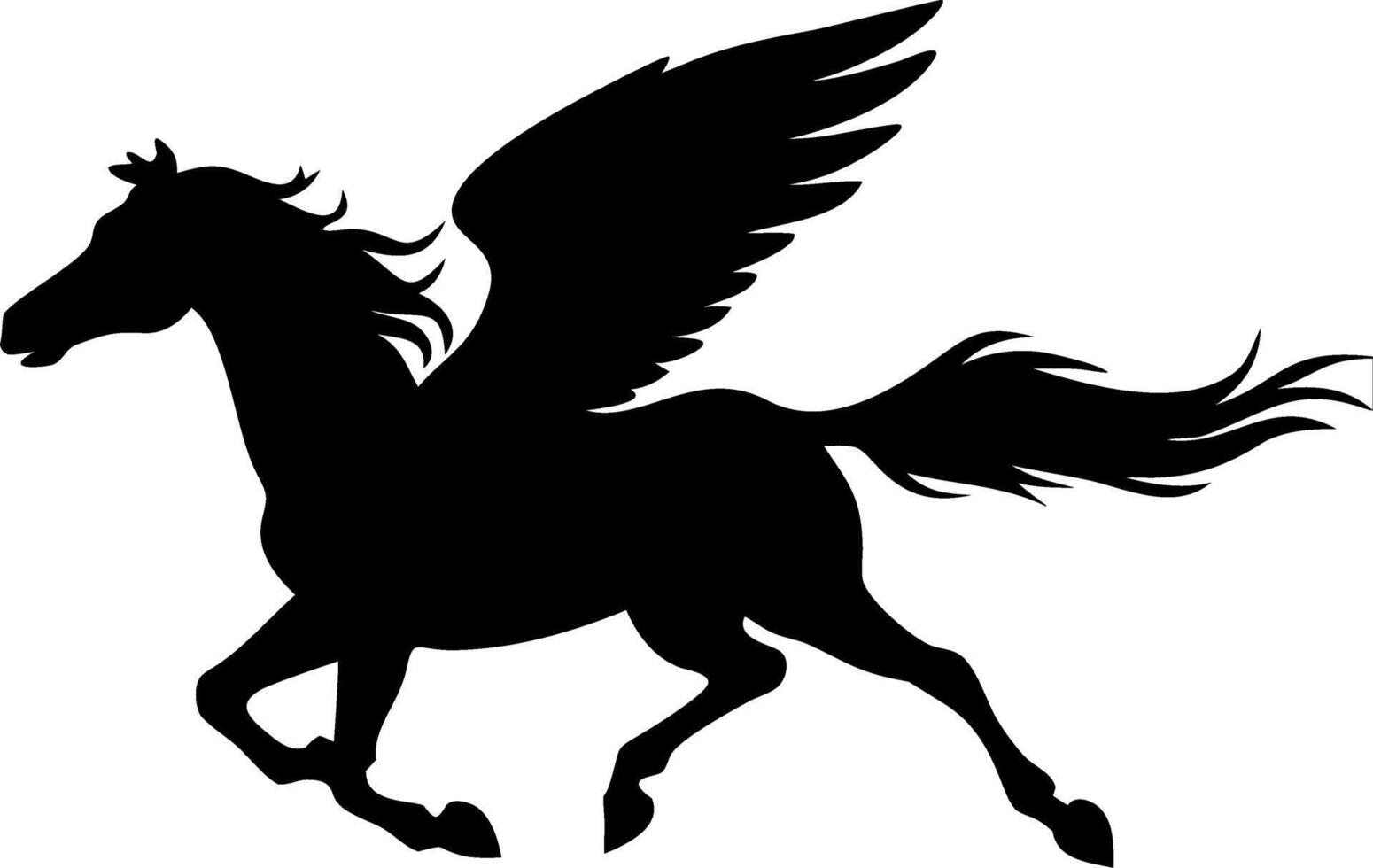 Majestic Pegasus Silhouette Flying Fantasy Winged Horse Art vector
