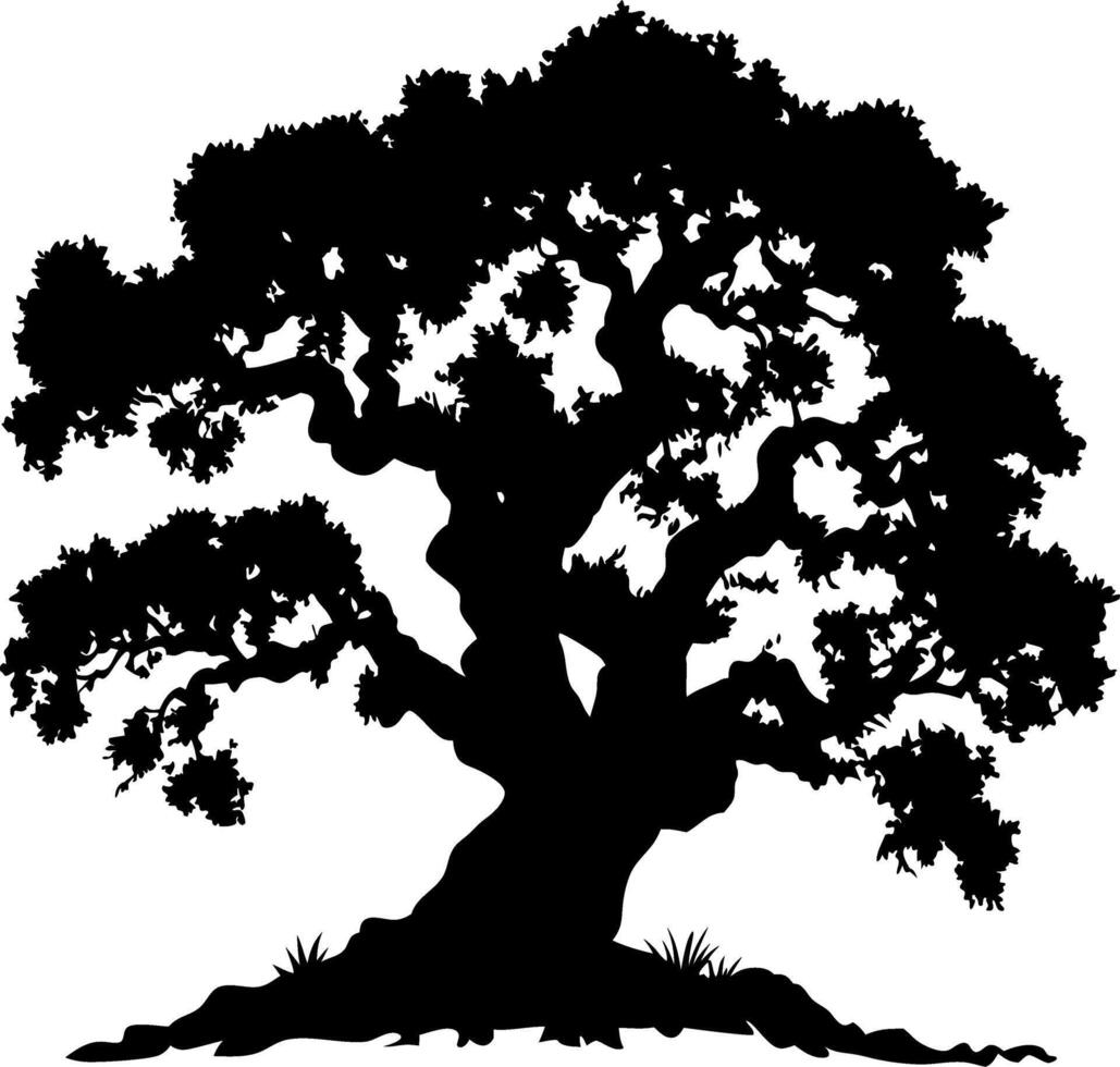 Majestic Oak Tree Silhouette for Art and Design Projects vector