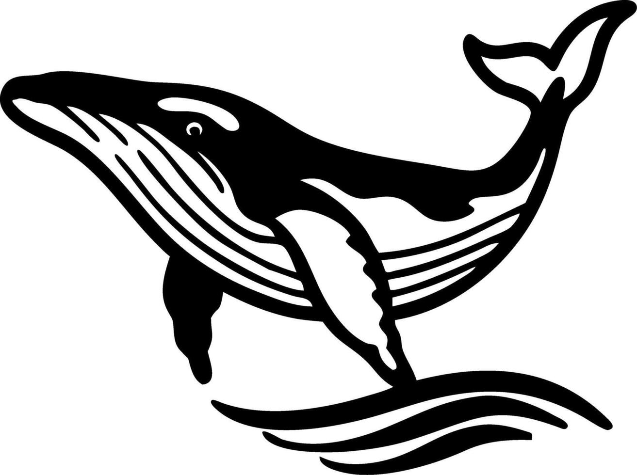 Majestic Whale Silhouette for Tattoos and Marine Life Art Projects vector