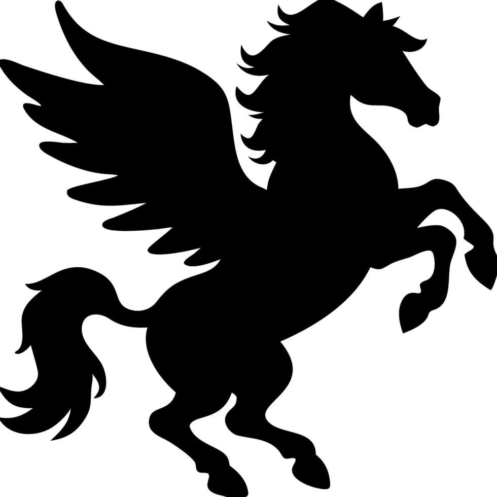 Majestic Winged Horse Silhouette for Artistic Design and Fantasy Projects vector