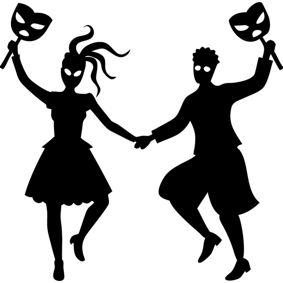 Masquerade Dancers Silhouette Art for Event Decor and Poster Designs vector