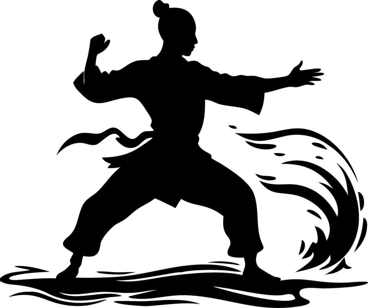 Martial Arts Silhouette Dynamic Pose for Design and Decoration vector