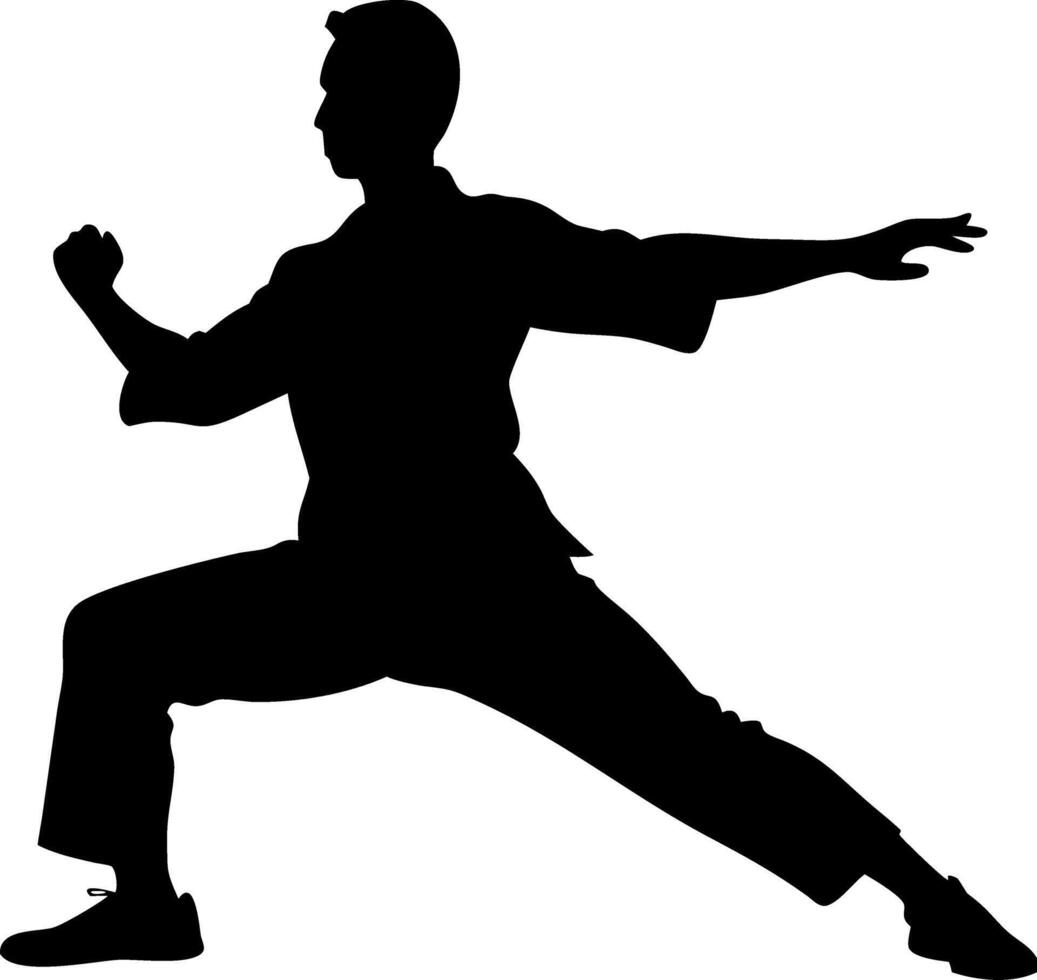 Martial Arts Silhouette in Karate Pose for Fitness and Self-Defense Graphics vector