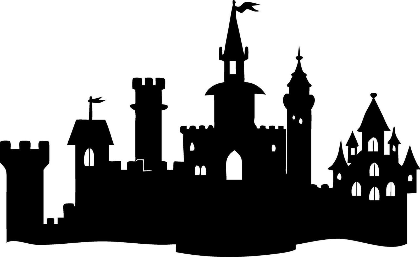 Medieval Castle Silhouette Fantasy Illustration for Fairytales and Book Covers vector