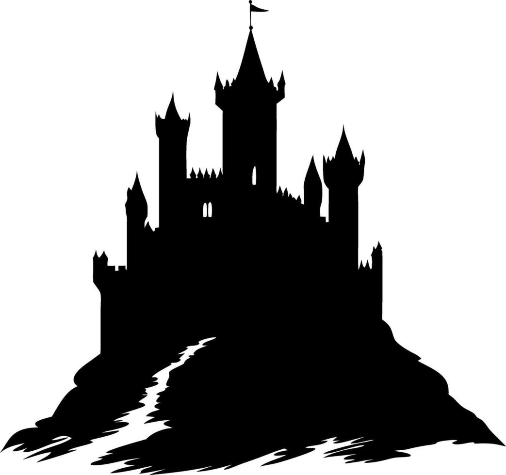Medieval Castle Silhouette Illustration for Fantasy Themes vector