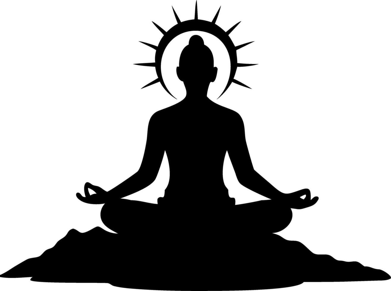 Meditative Buddha Silhouette with Radiant Halo for Spiritual Art and Wellness Designs vector