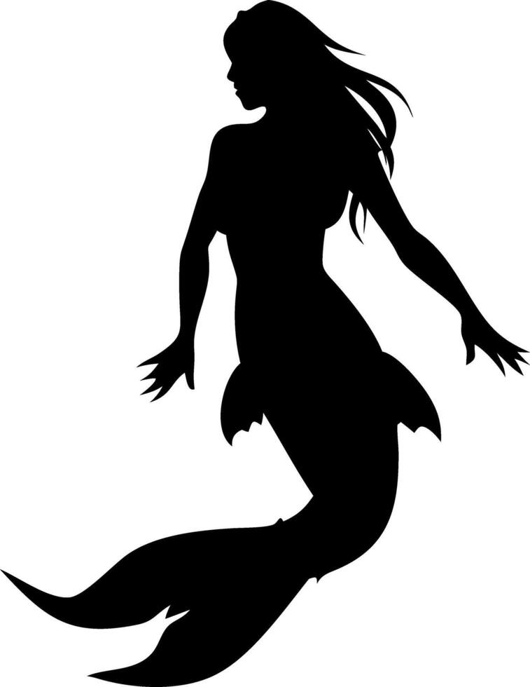 Mermaid Silhouette Art for Tattoos and Coloring Books vector
