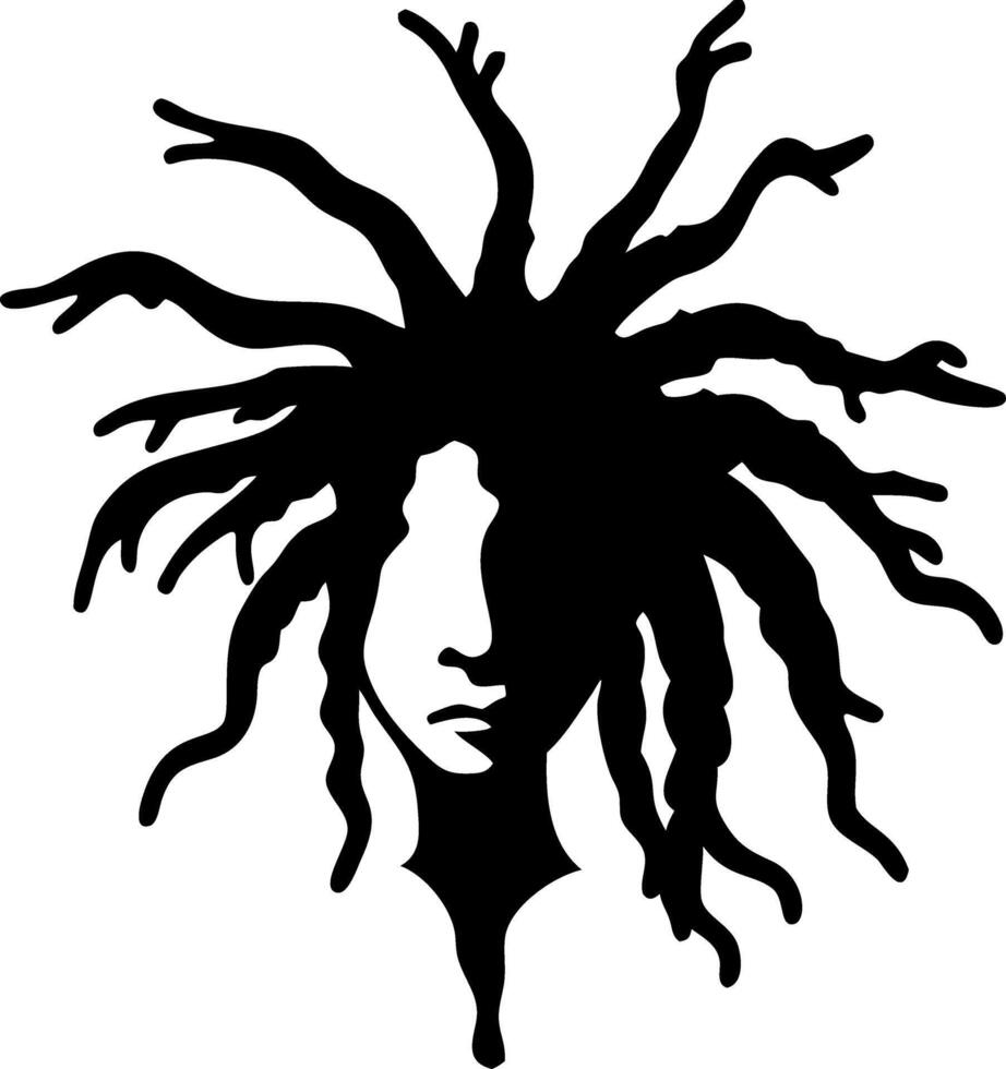 Medusa Silhouette Illustration with Wild Hair for Tattoo and Design Projects vector