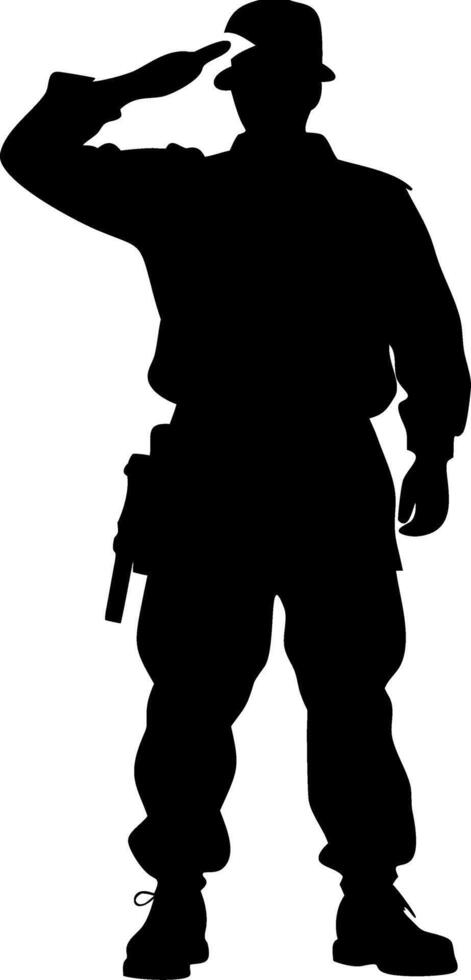 Military Soldier Saluting Silhouette for Graphic Design and Illustrations vector