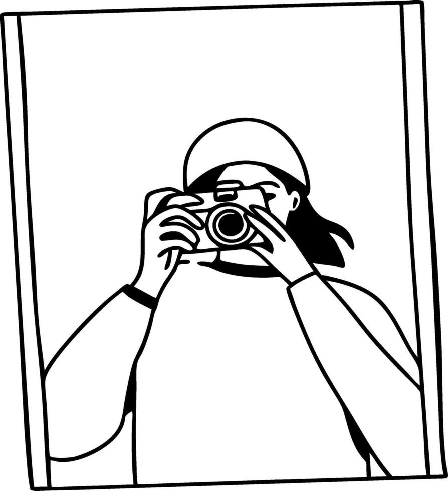 Minimalist Illustration of Person Taking with Camera for Art Projects vector