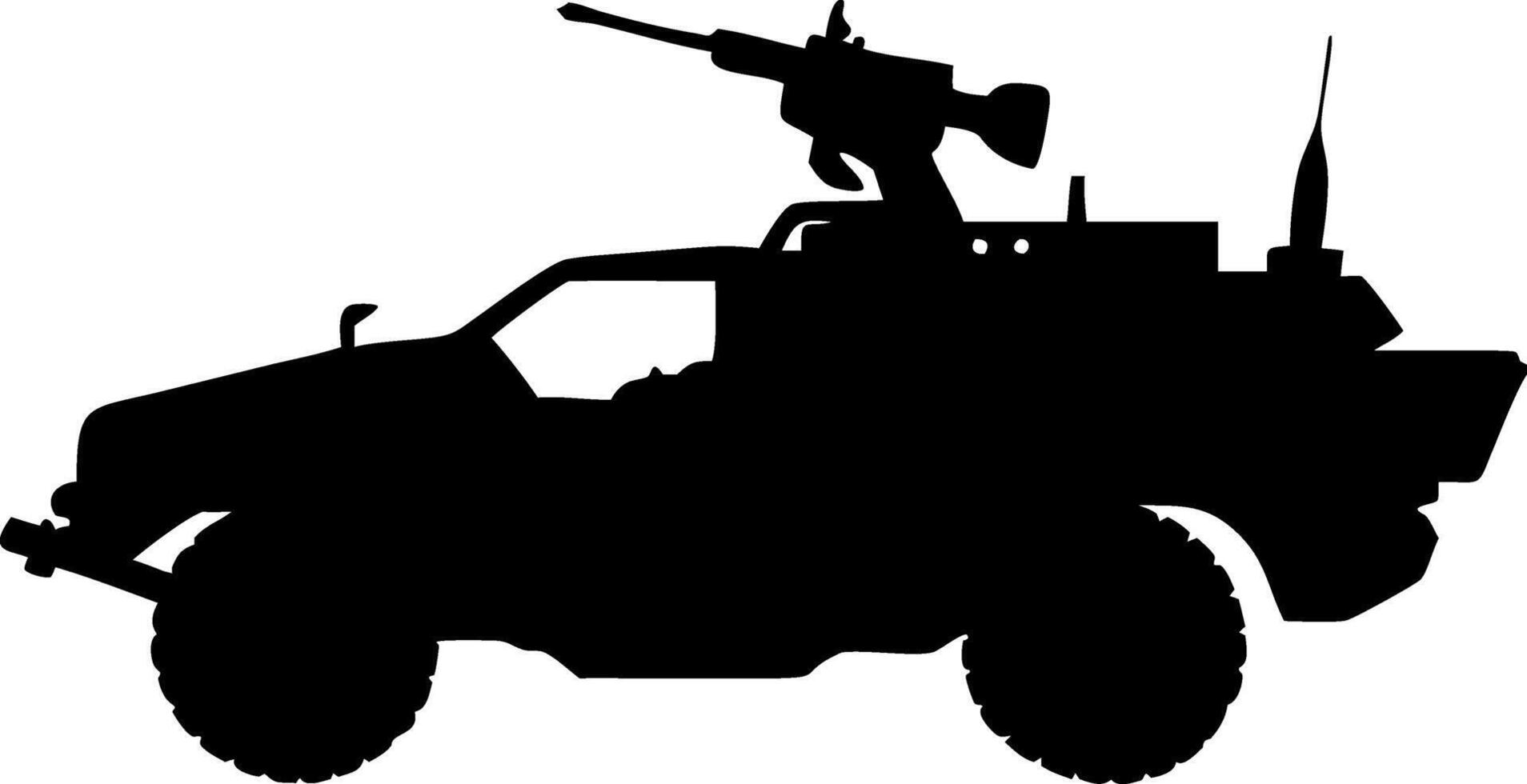 Military Vehicle Silhouette with Mounted Gun for Defense Design and Illustration vector