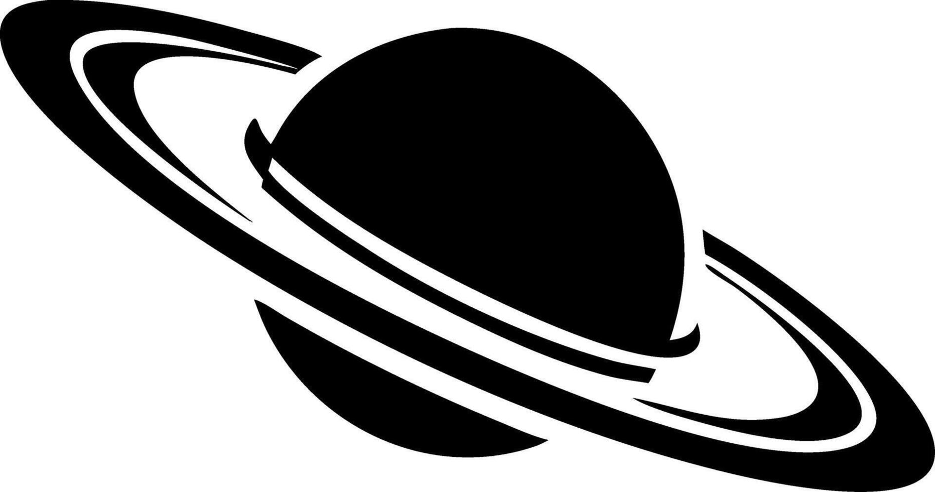 Minimalist Saturn Silhouette Black Planet Rings Space Art Decor vector