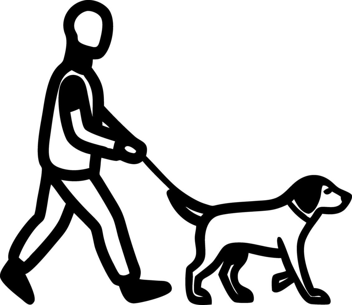 Minimalist Illustration Person Walking Dog for Pet Care and Outdoor Activities vector