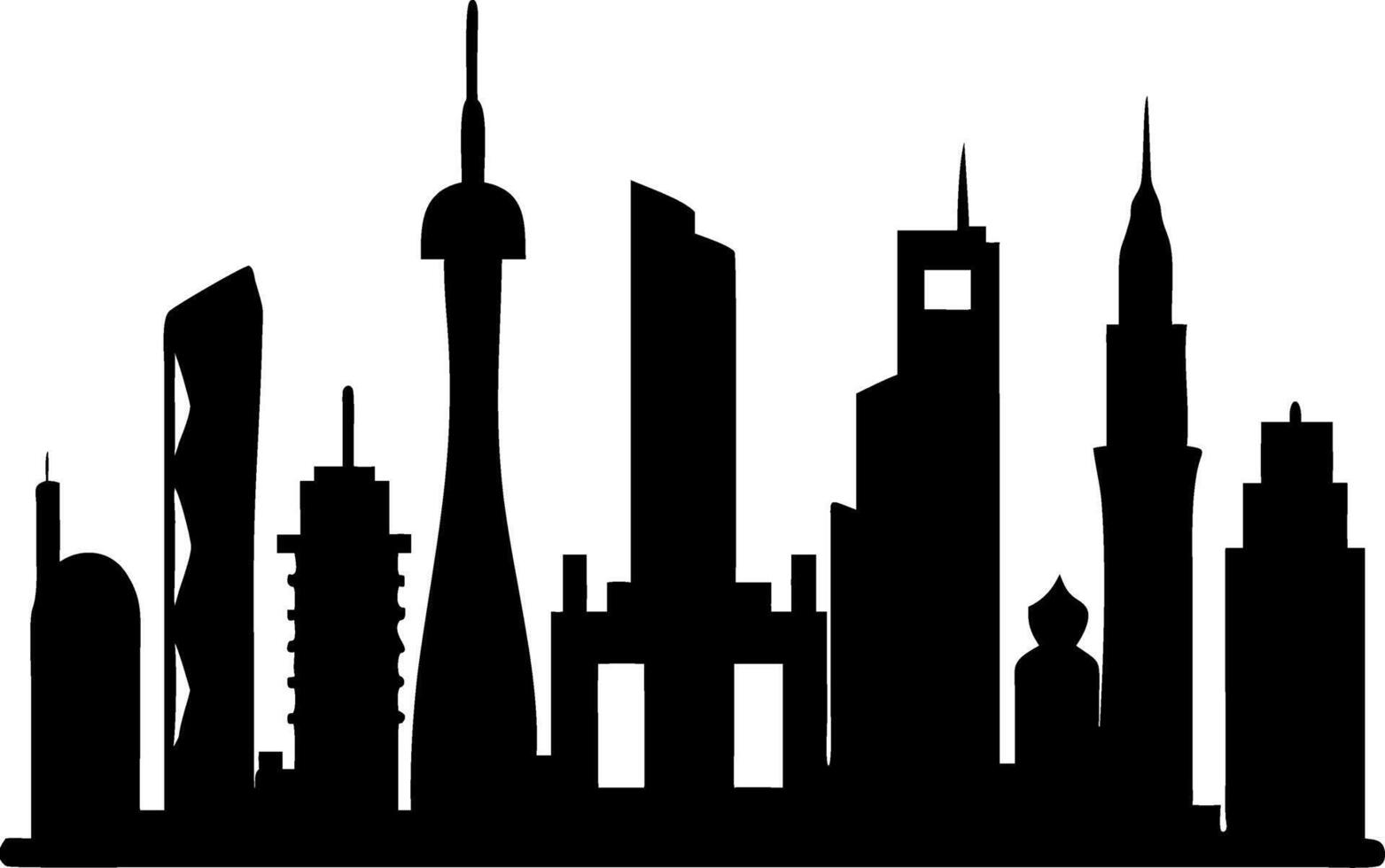 Modern City Skyline Silhouette for Urban Design and Art Projects vector