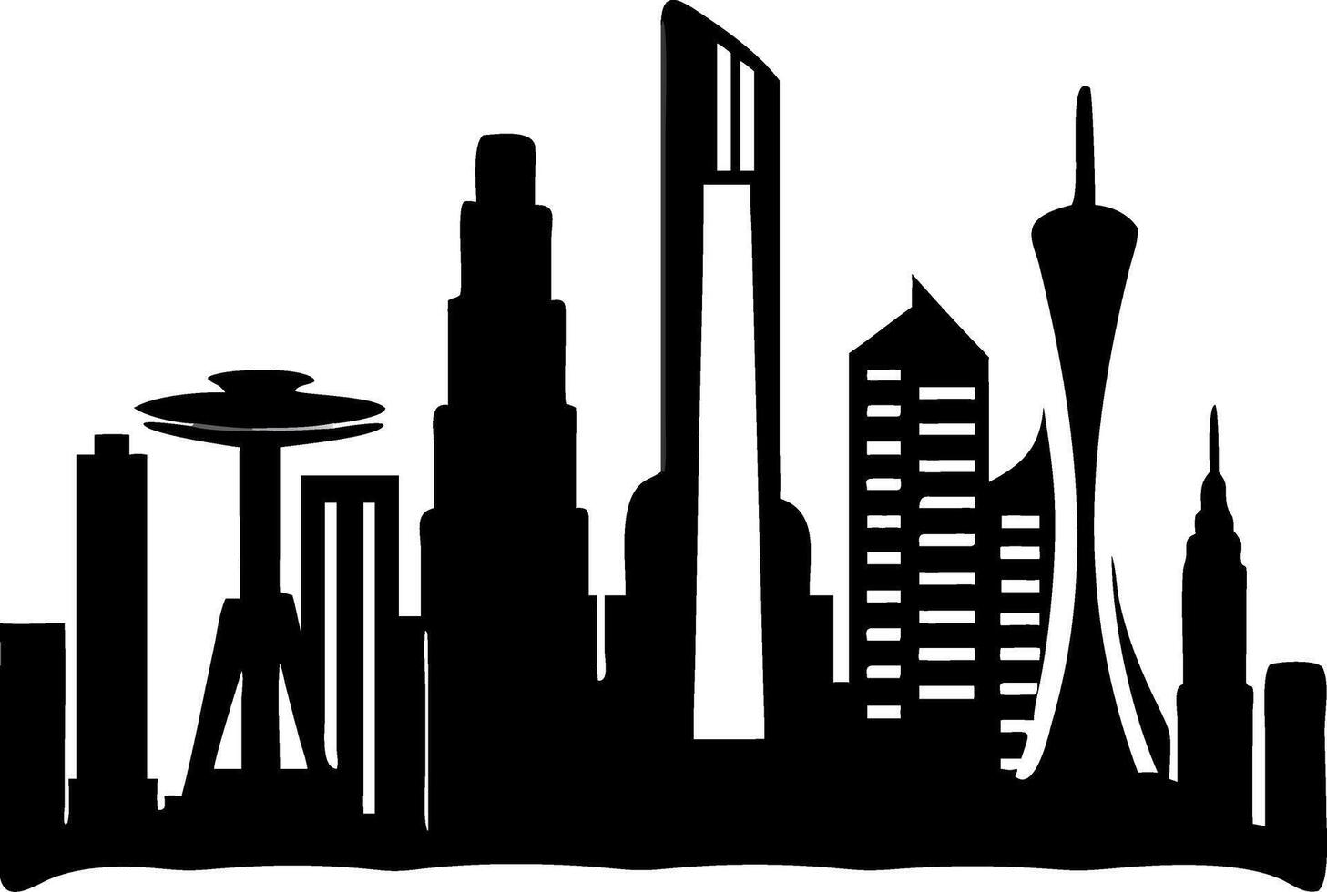 Modern City Skyline Silhouette Illustration for Urban Design Projects vector