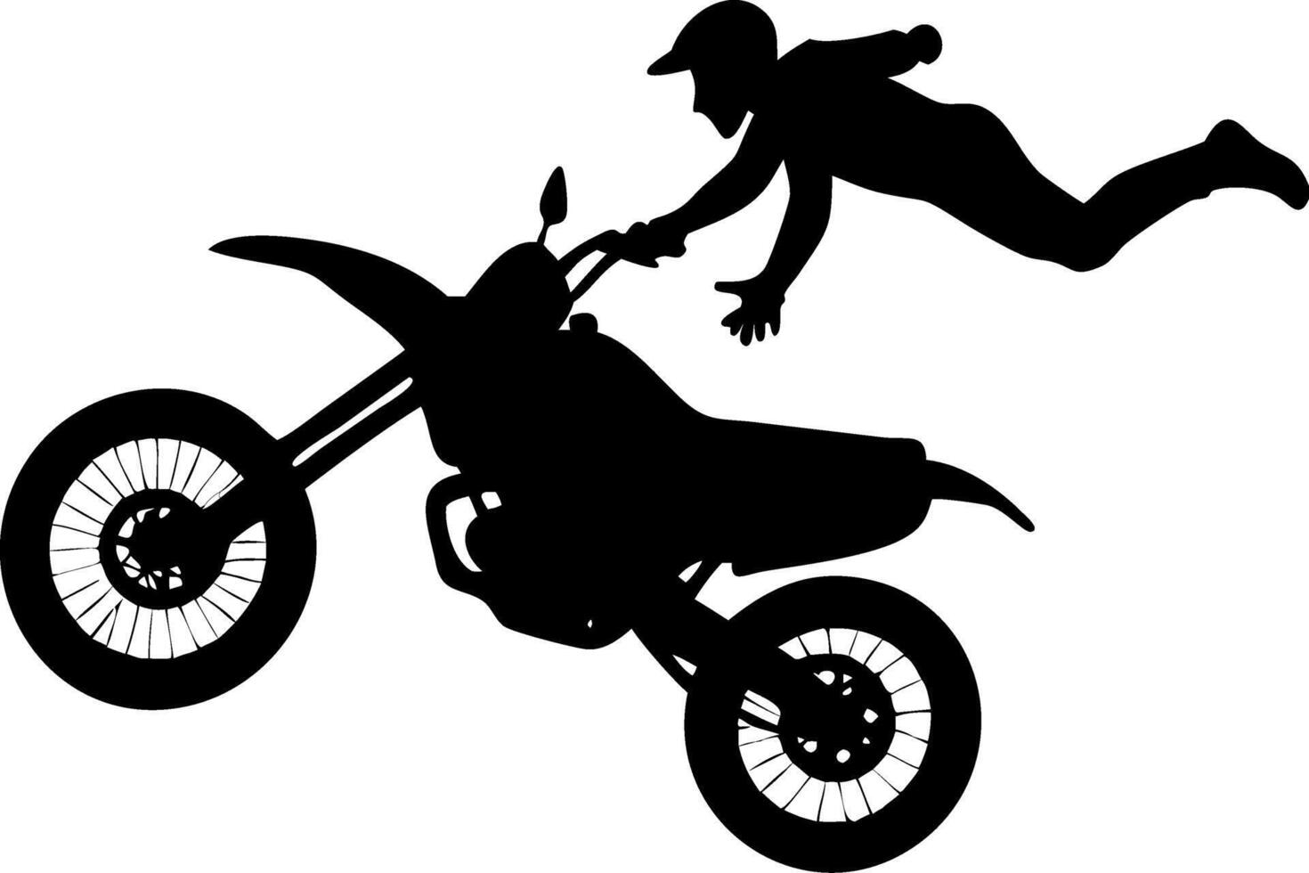 Motocross Stunt Silhouette for Extreme Sports Design and Sticker Art vector