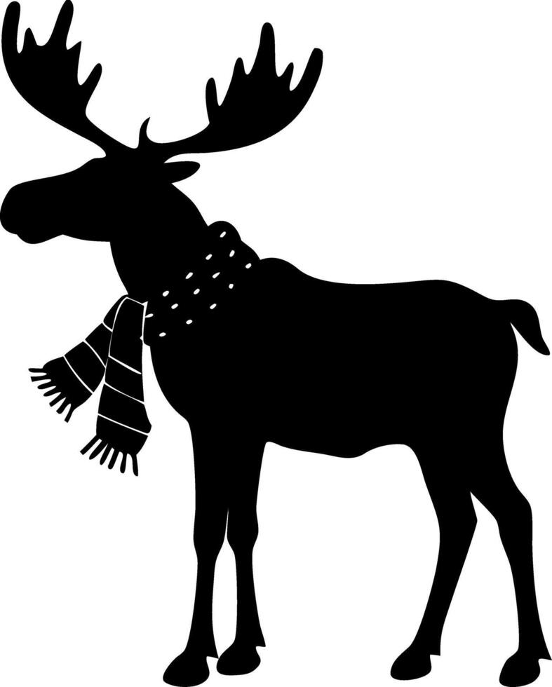 Moose Silhouette Wearing Cozy Scarf Illustration for Winter Decorations and Crafts vector