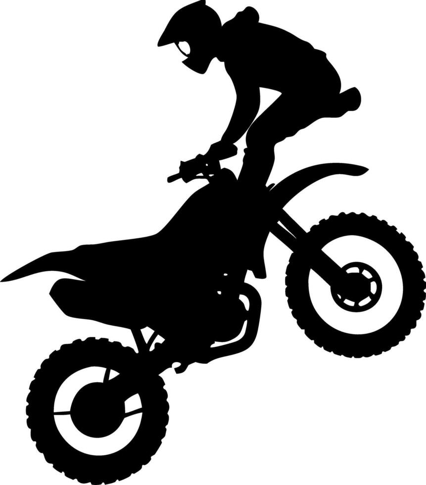 Motocross Rider Performing Stunt Silhouette for Graphic Design vector