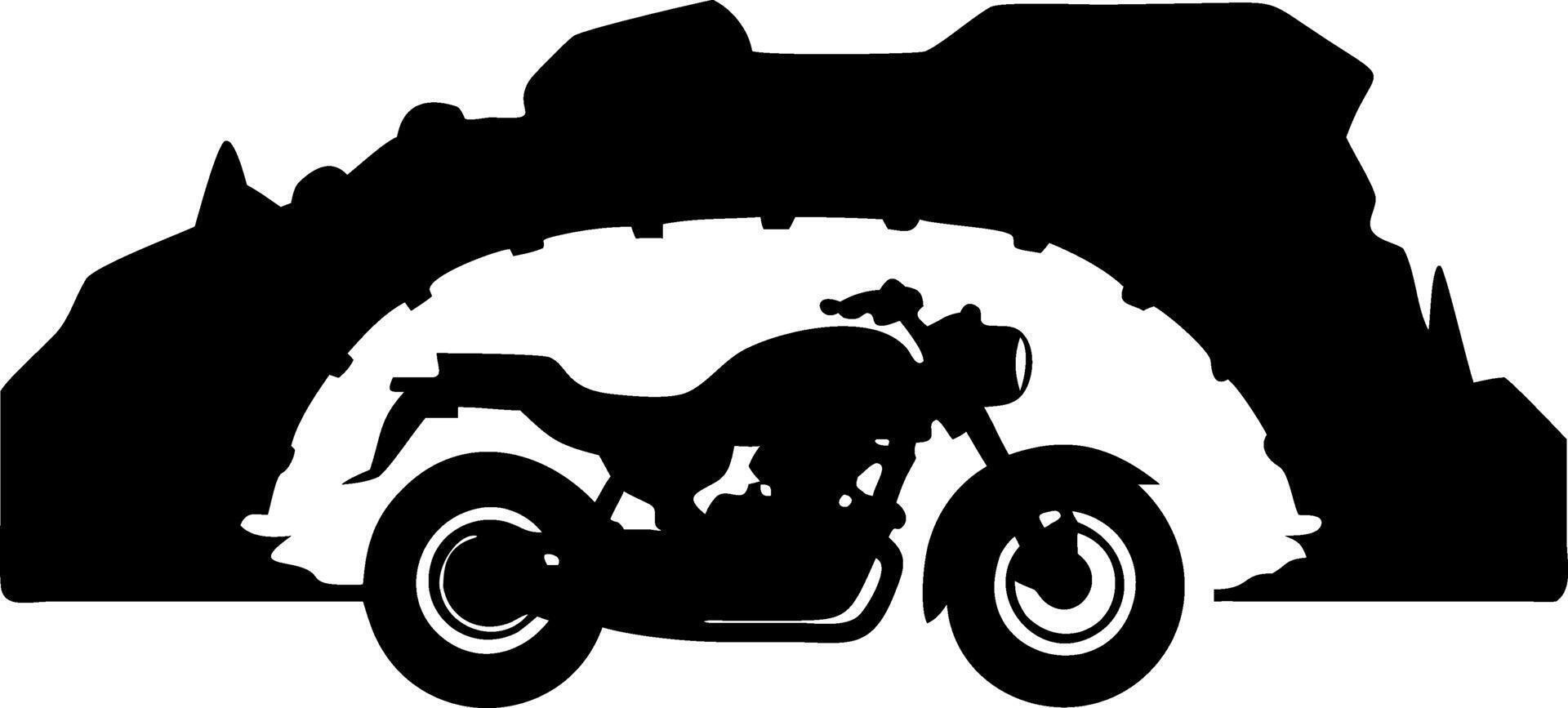 Motorcycle Silhouette with Scenic Mountain Landscape Art for Prints and Designs vector