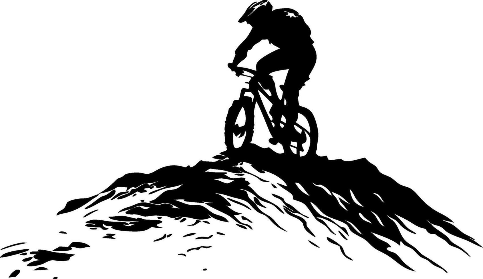 Mountain Biker Silhouette on Rocky Terrain Adventure Design vector