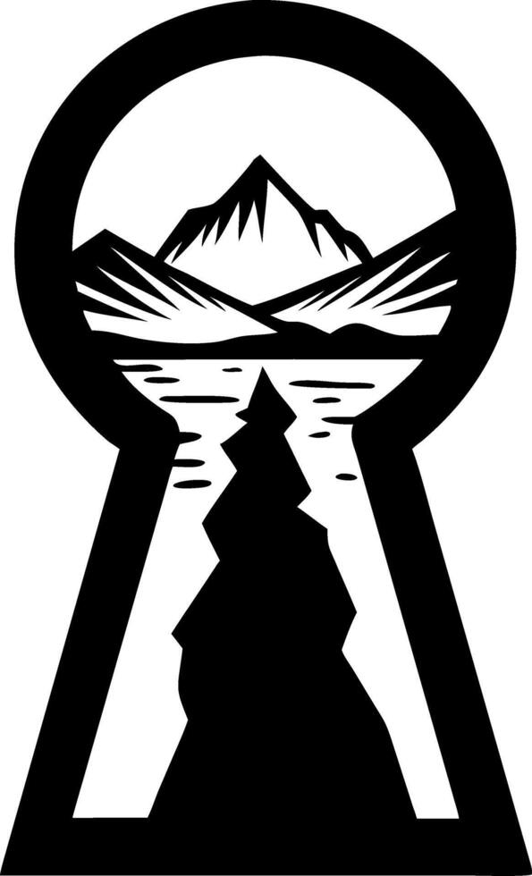 Mountain Landscape in Keyhole for Nature Adventure and Discovery Illustrations vector