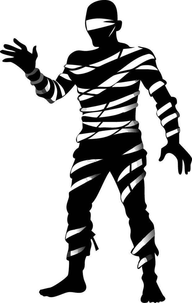 Mummy Silhouette Wrapped in Bandages Halloween Art vector