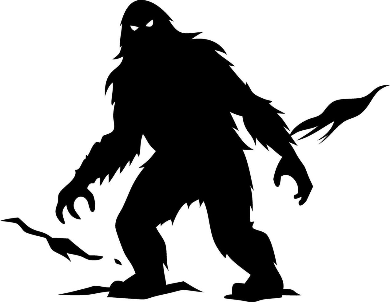 Mysterious Bigfoot Silhouette Illustration for Tattoo and Graphic Designs vector