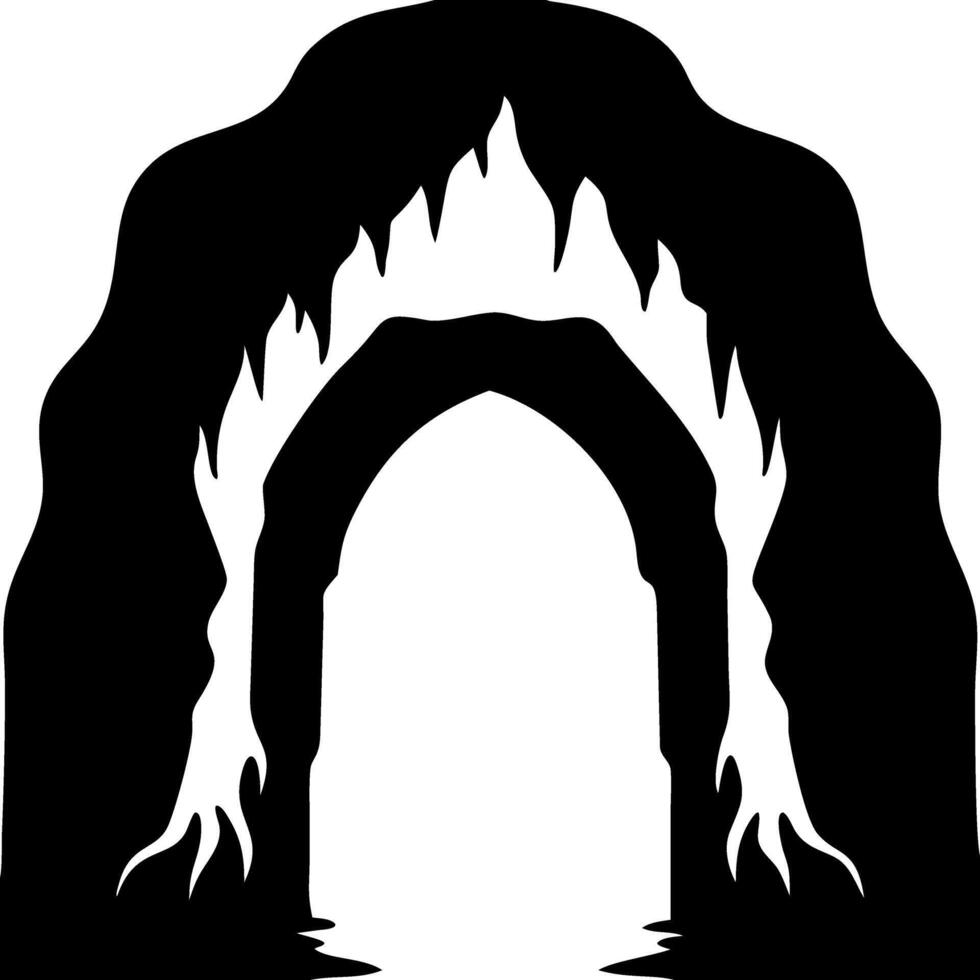 Mysterious Cave Entrance Silhouette for Artistic Design and Illustration vector